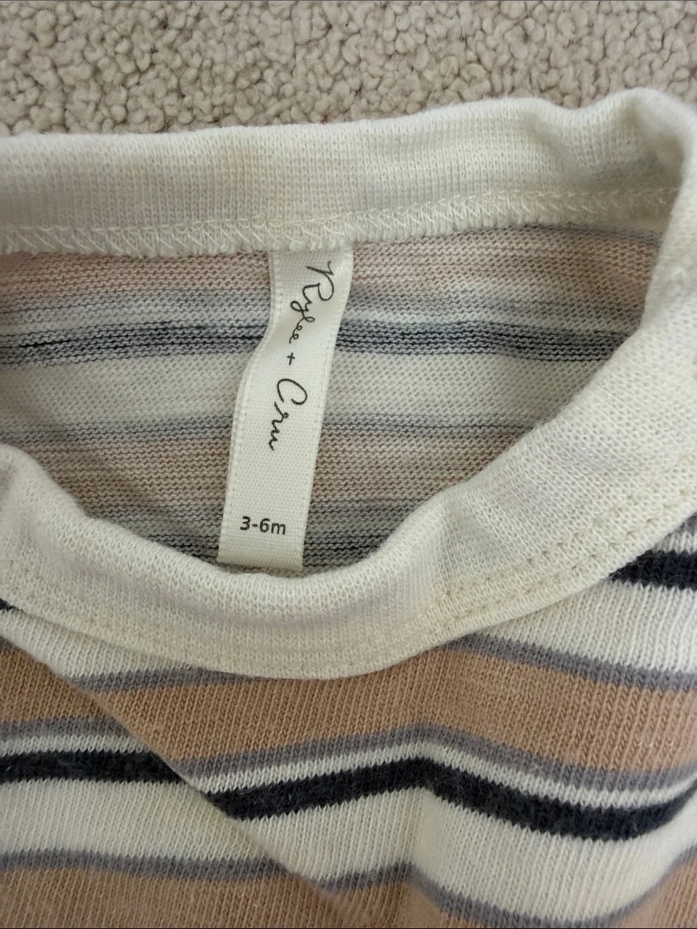 Rylee + Cru Beige, Navy & Cream Striped Kids Pajama Set